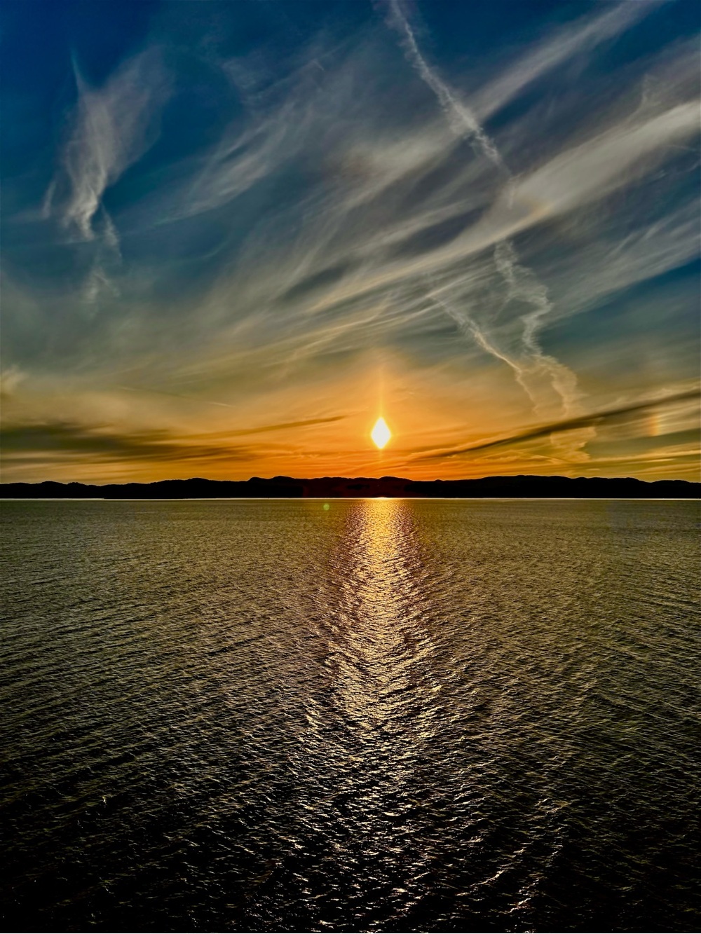 Sunset Horizon Wall Art - Golden Blue Seascape